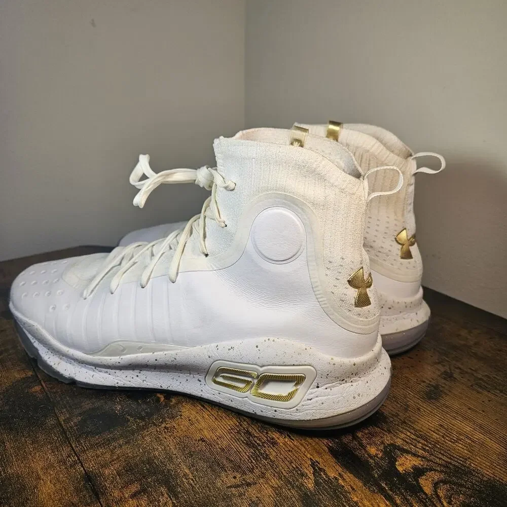 Under Armour Curry 4 White Gold 2017 Basketball Shoes 1298306-102 Men Size 14 UA